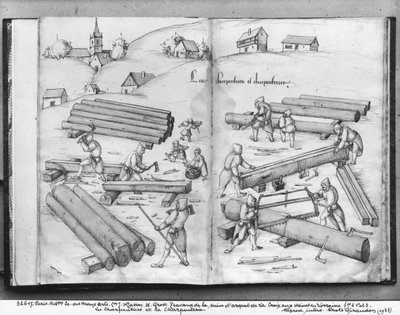 Silver Mine of La Croix-aux-Mines, Lorraine, carpenters and carpentry, c.1530 by Heinrich Gross or Groff